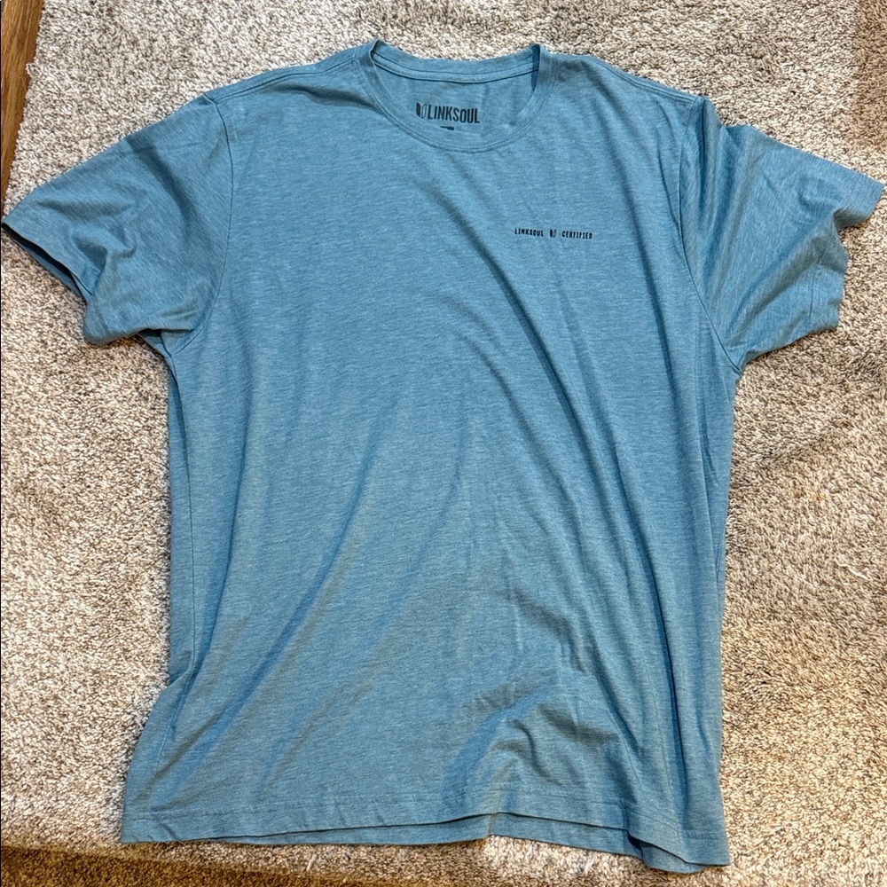 Linksoul Men's Heather Blue Short Sleeve Tee, Size Large, Mandatory Golf Friday